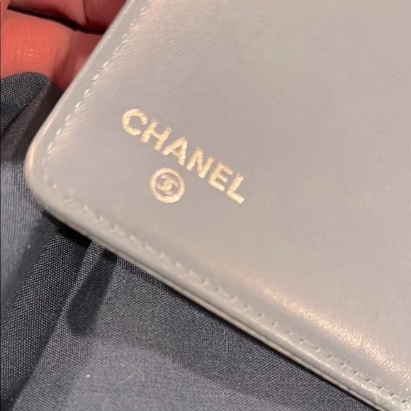 Chanel Blue Cavier Wallet with Embossed Logo and serial sticker intact!